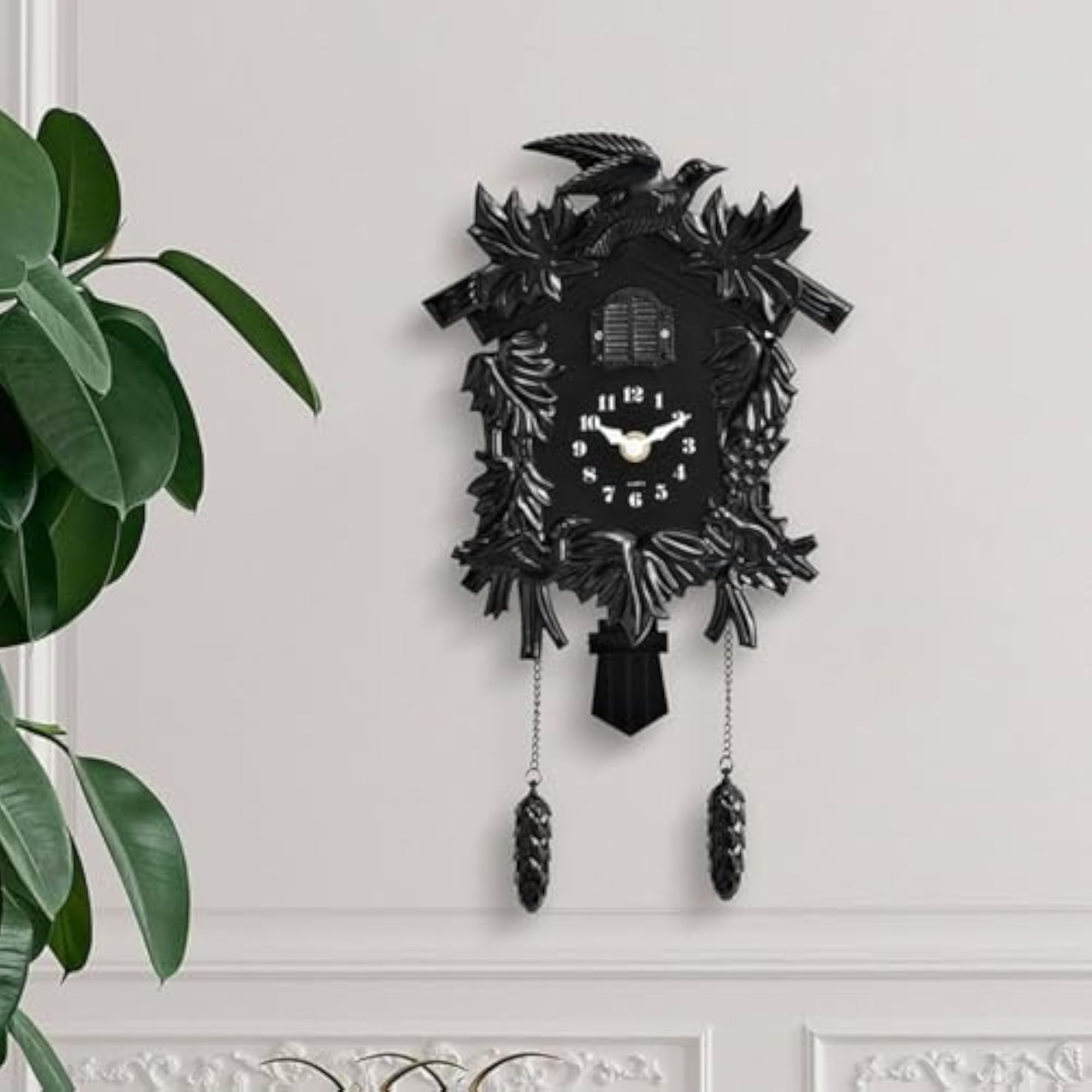 Distressed Finish Cuckoo Clock, Pinecone Pendulum Design